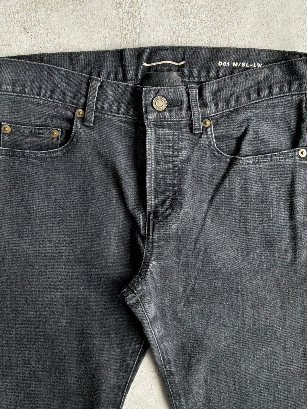 Saint Laurent Paris Black Denim Washed Denim Pants