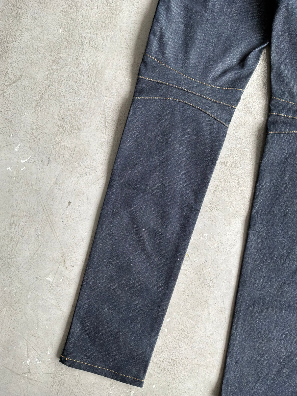 Balmain Homme Curved Cut Blue Denim Biker Jeans