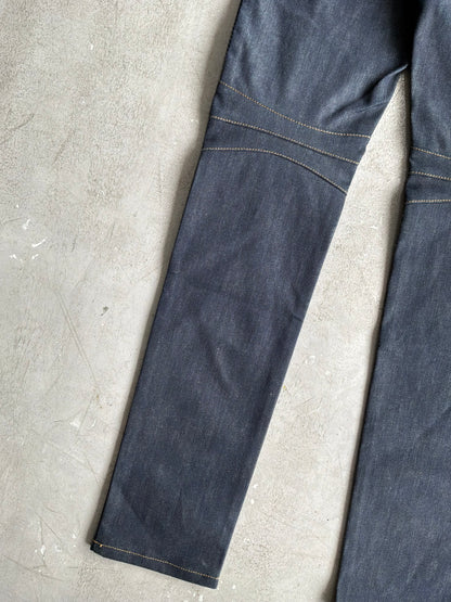 Balmain Homme Curved Cut Blue Denim Biker Jeans