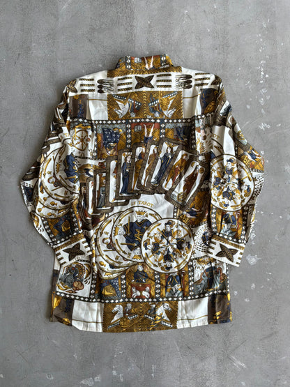 90s Hermes Tarof Motif Silk Shirt