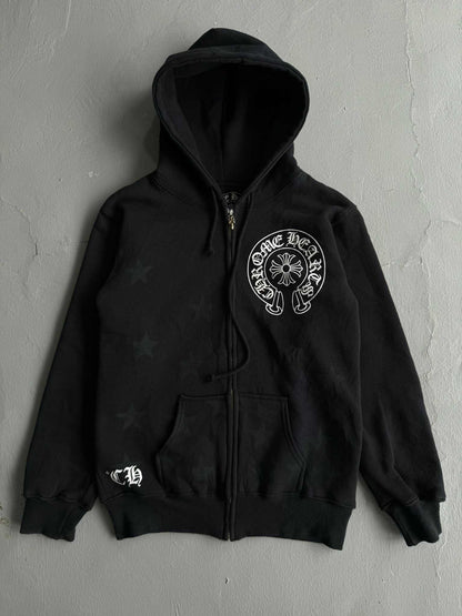 Chrome Hearts Vintage Scroll and Stars Zip Hoodie