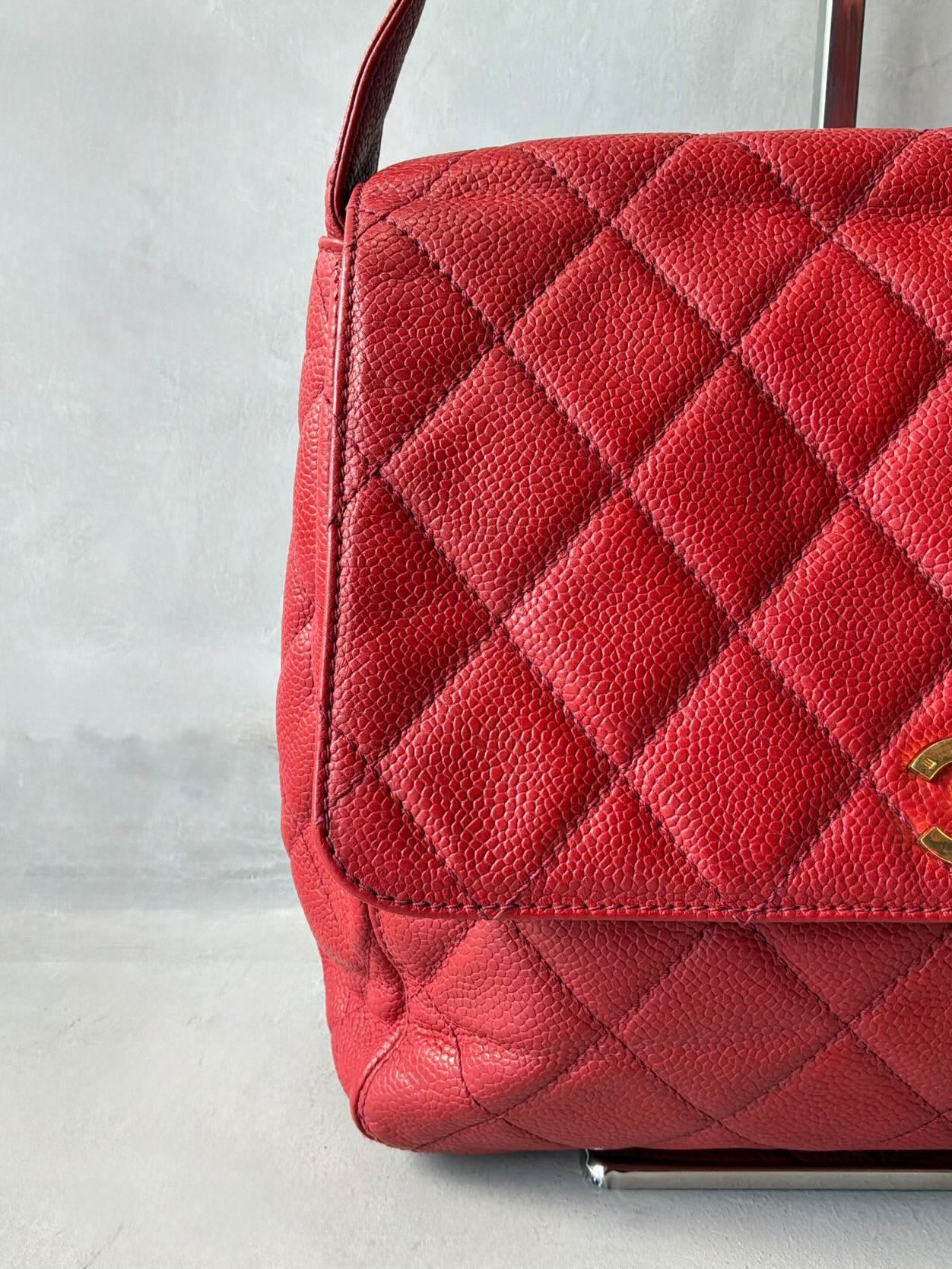 90’s Chanel Kelly Flap Caviar Shoulder Bag