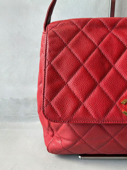 90’s Chanel Kelly Flap Caviar Shoulder Bag
