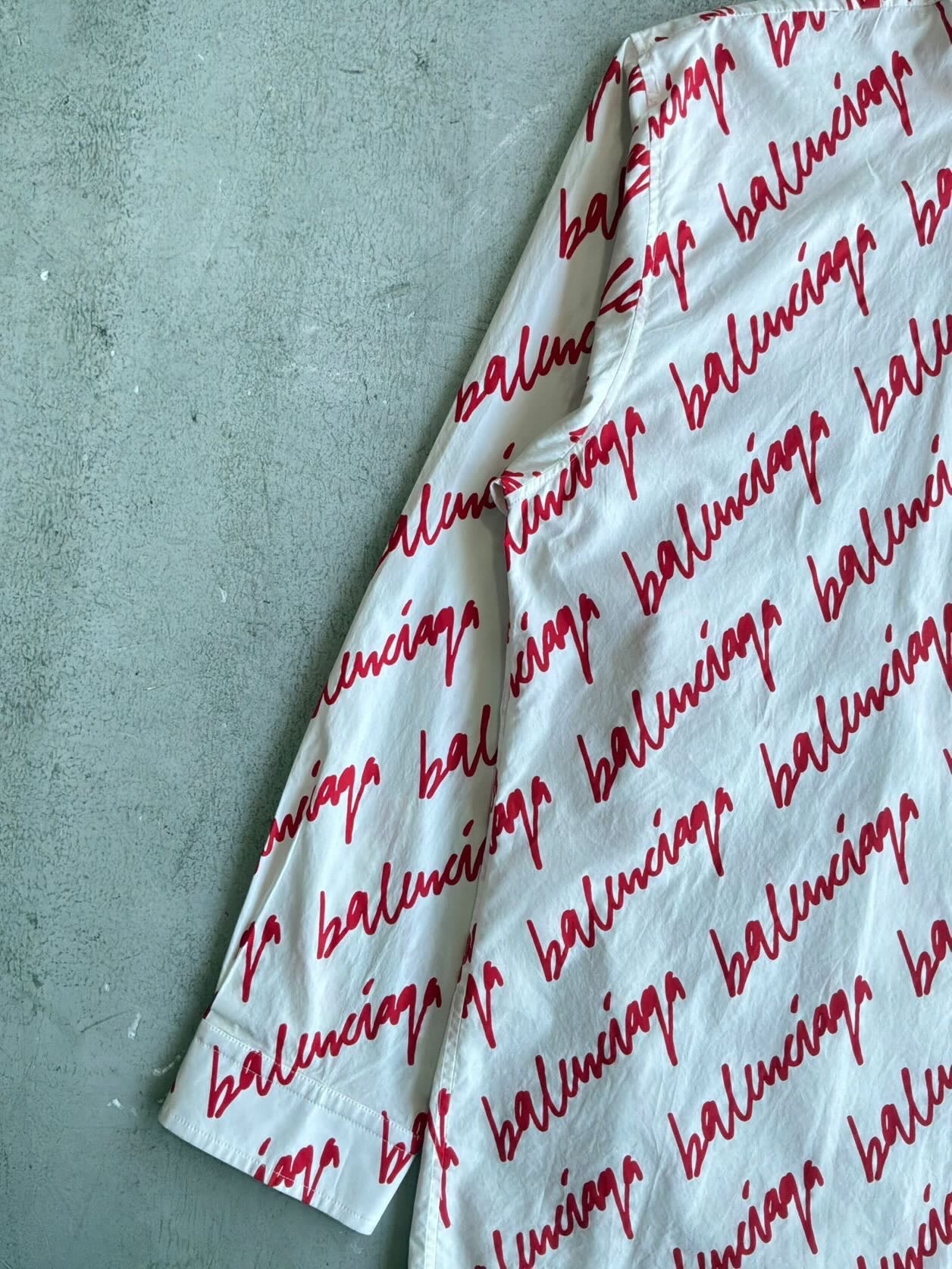 Balenciaga Lipstick Script All Over Print Shirt