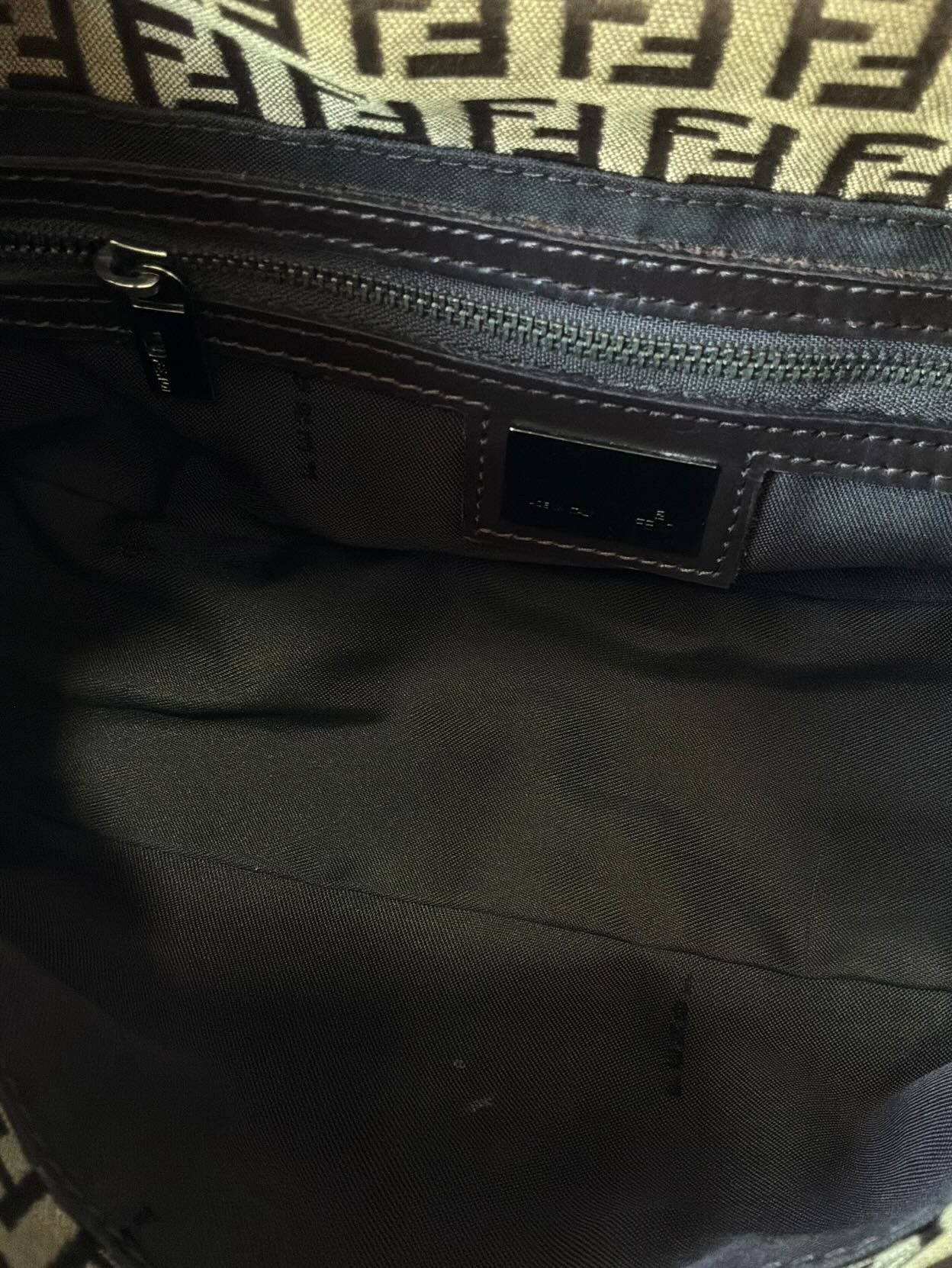 Fendi Zucchino Double Flap Baguette Bag