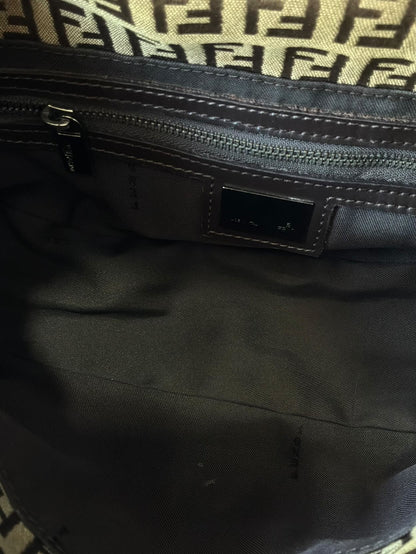 Fendi Zucchino Double Flap Baguette Bag