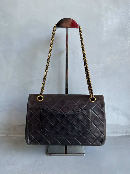 Chanel Classic Meduim Double Flap Dark Brown Shoulder Bag