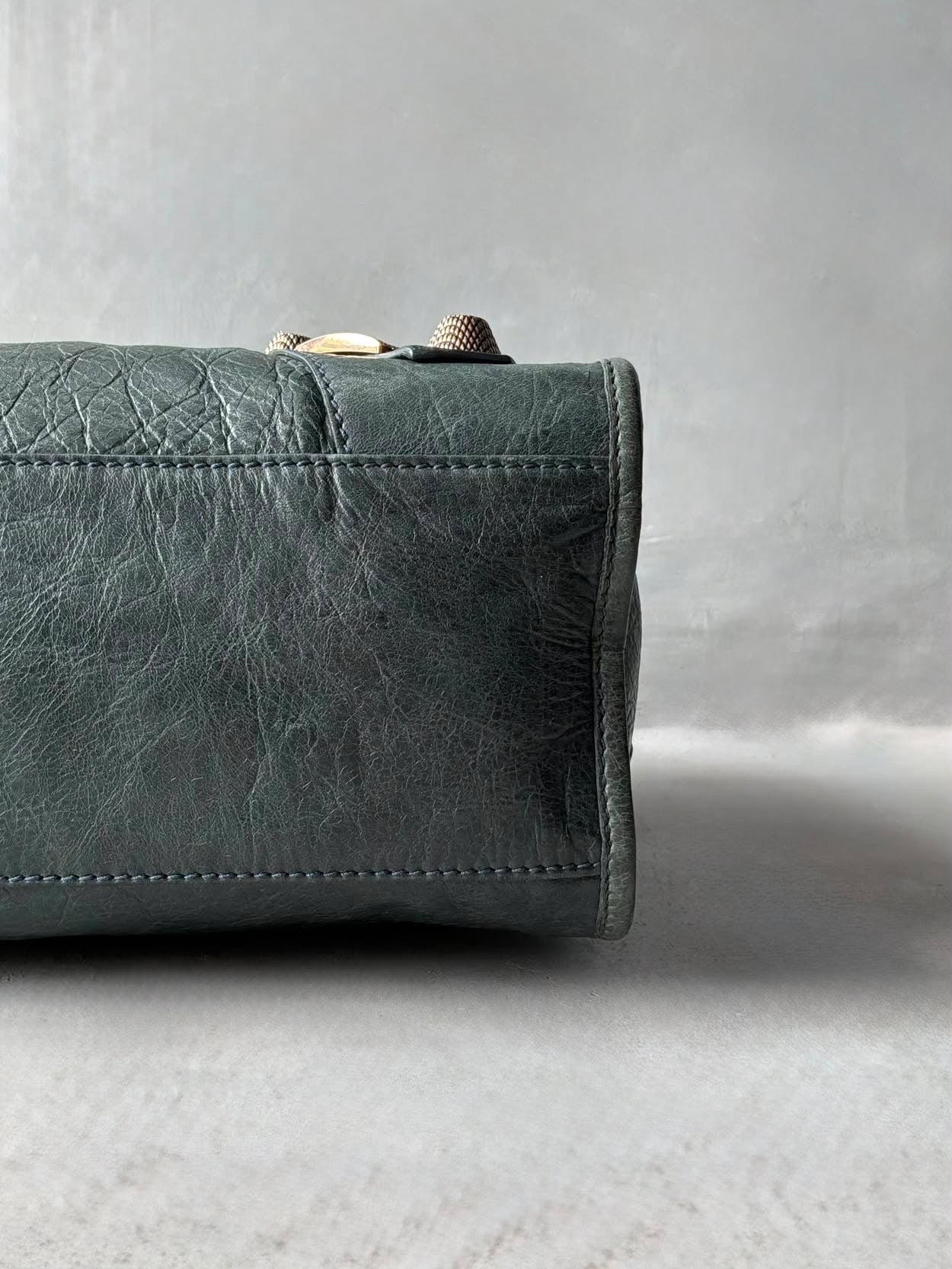 Balenciaga City Giant 21 Dark Green Lamb Skin Bag