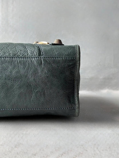 Balenciaga City Giant 21 Dark Green Lamb Skin Bag