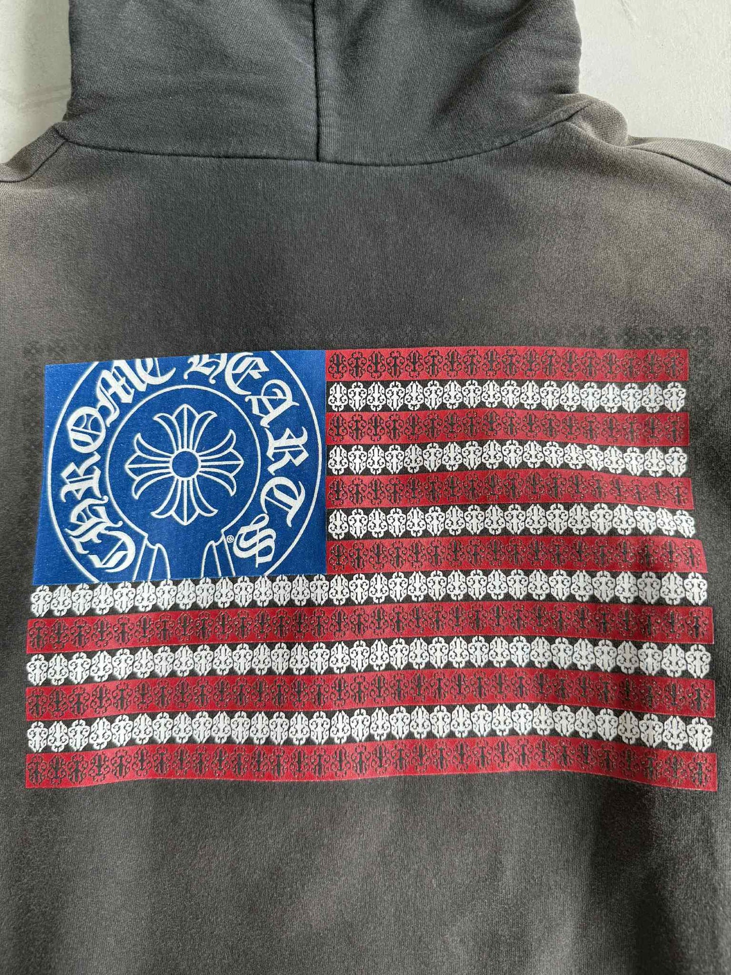 Chrome Hearts American Flag Faded Pullover Hoodie