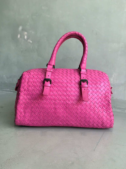 Bottega Veneta Pink Intrecciato Boston Bag