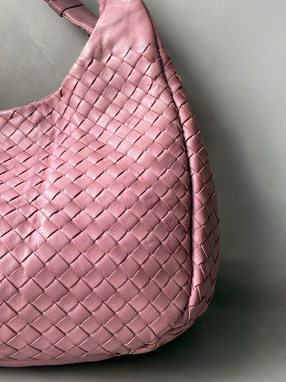 Bottega Veneta Pink Campana Intrecciato Hobo Bag