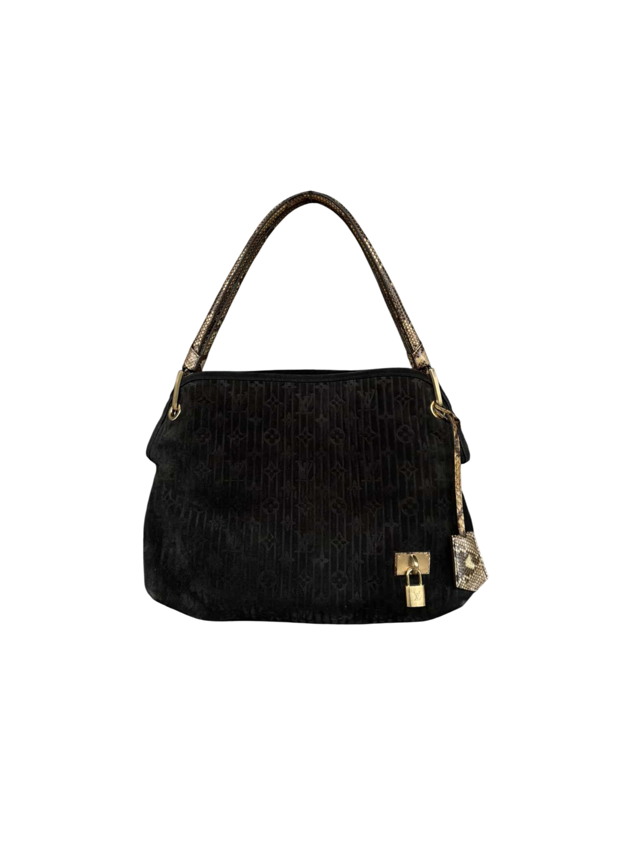 Louis Vuitton Suede Monogram Python Handle Shoulder Bag