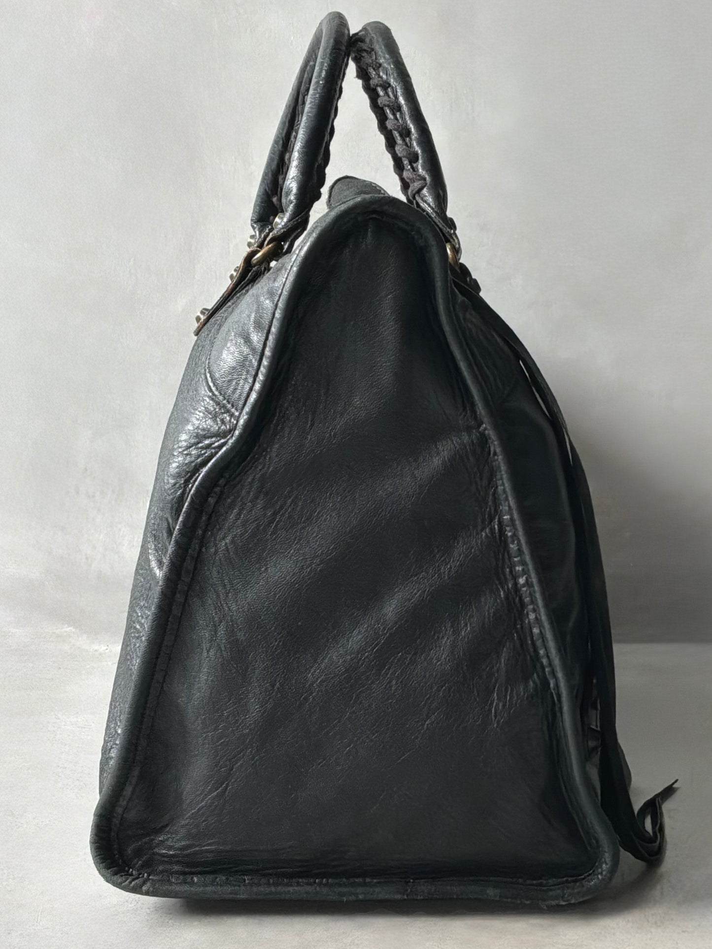 Balenciaga Work Black on Brass Lambskin Bag