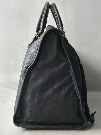Balenciaga Work Black on Brass Lambskin Bag