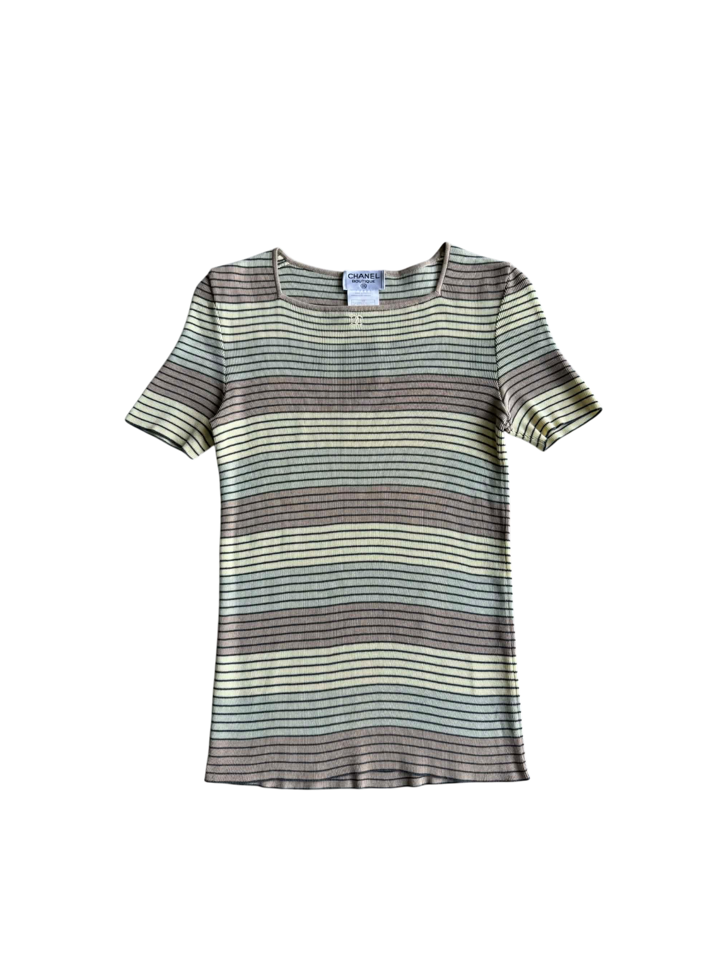 Chanel Pastel Stripe Square Neck Top