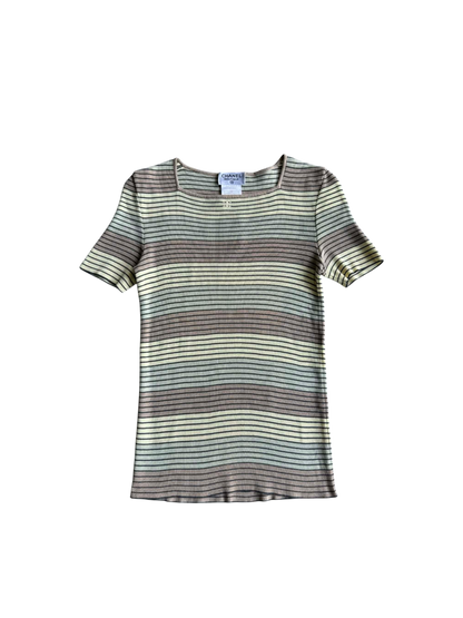 Chanel Pastel Stripe Square Neck Top