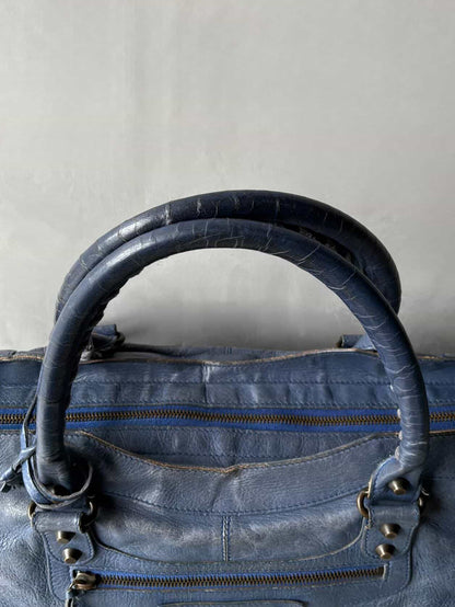 Balenciaga City Part Time Navy Lambskin Bag