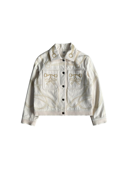 Hermes Embroidered Designs Denim Jacket