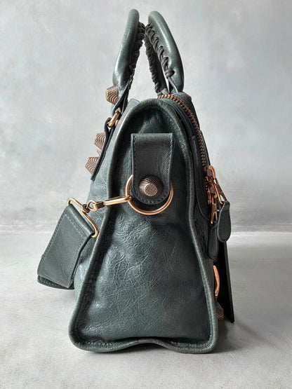 Balenciaga City Giant 21 Dark Green Lamb Skin Bag