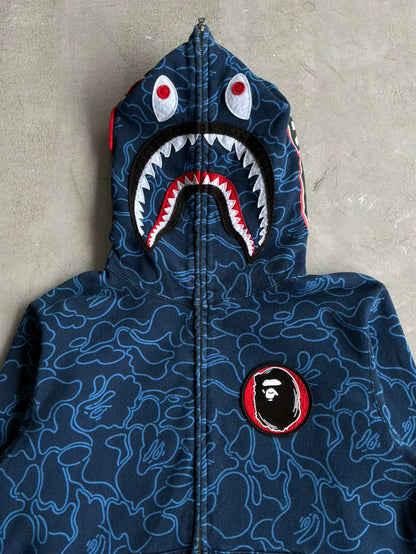 Bape 30th Anniversary Blue Camou Shark Full Zip Hoodie