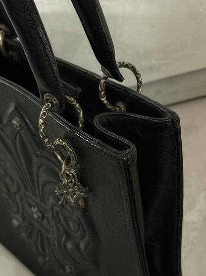 Chrome Hearts 90s Grained Calfskin Fleur De Lis Leather Handbag