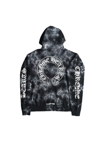 Chrome Hearts Horseshoe Script Tie Dye Pull Over Hoodie