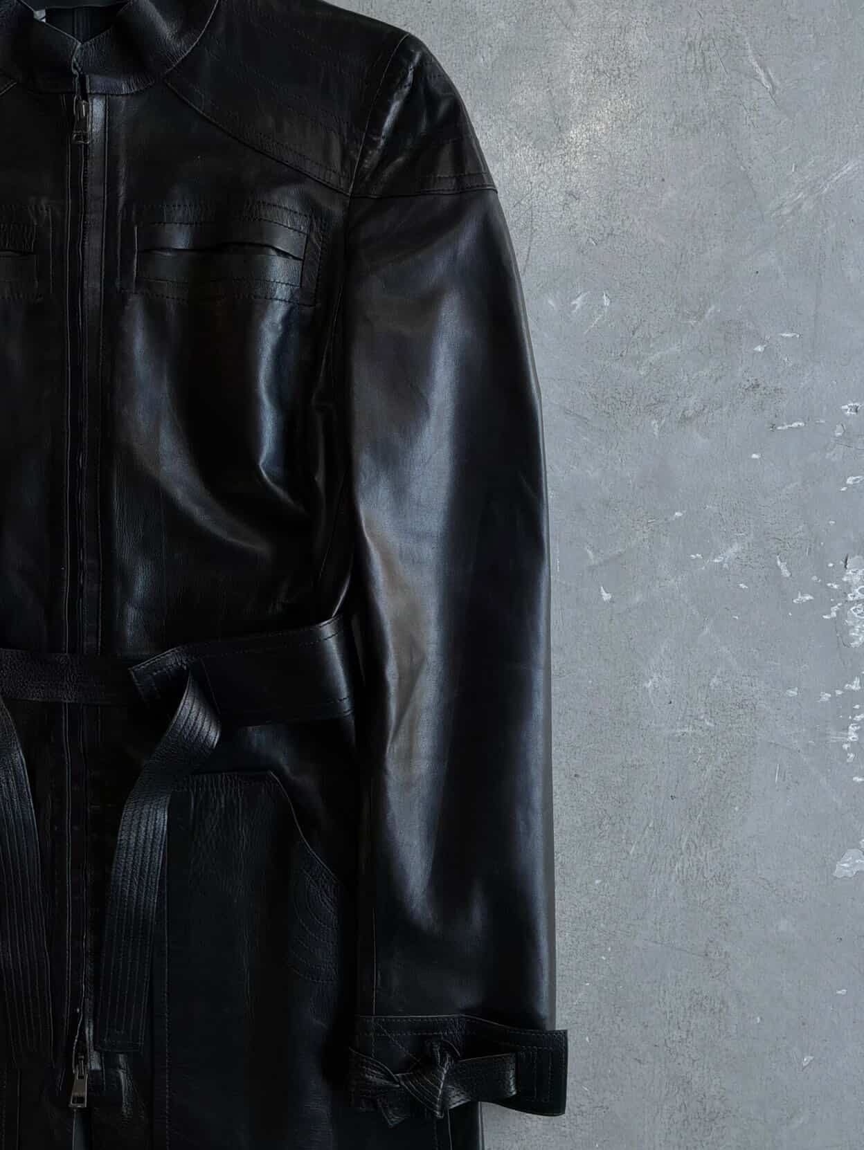 90’s Gucci Tom Ford Era Belted Trench Leather Jacket
