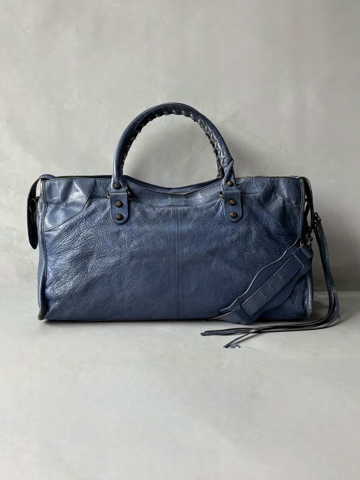 Balenciaga City Part Time Navy Lambskin Bag