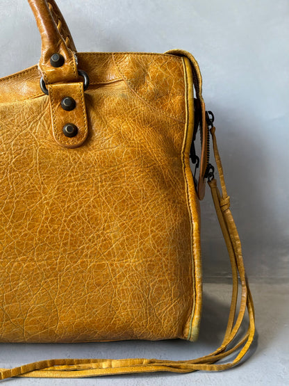 Balenciaga Classic City Yellow on Brass Lambskin Bag
