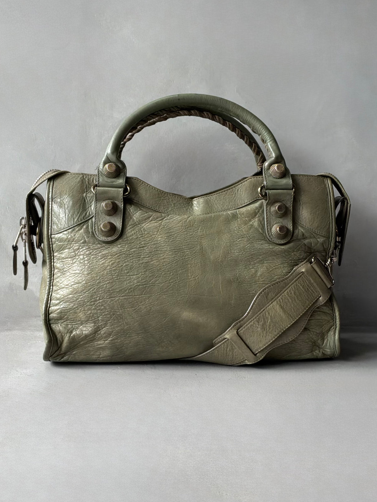 Balenciaga Classic City Pistachio on Silver Giant 21 Lambskin Bag
