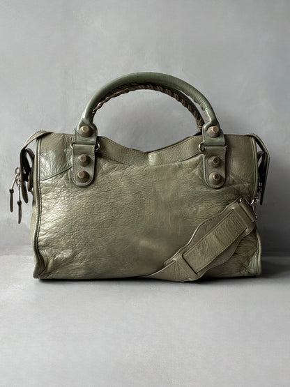 Balenciaga Classic City Pistachio on Silver Giant 21 Lambskin Bag