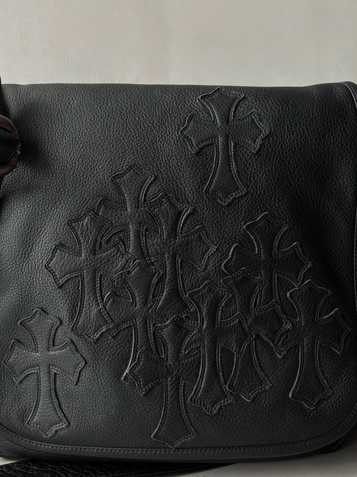 Chrome Hearts Cemetery Cross Patch Mail Leather Bag