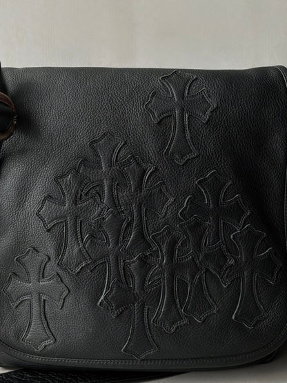 Chrome Hearts Cemetery Cross Patch Mail Leather Bag