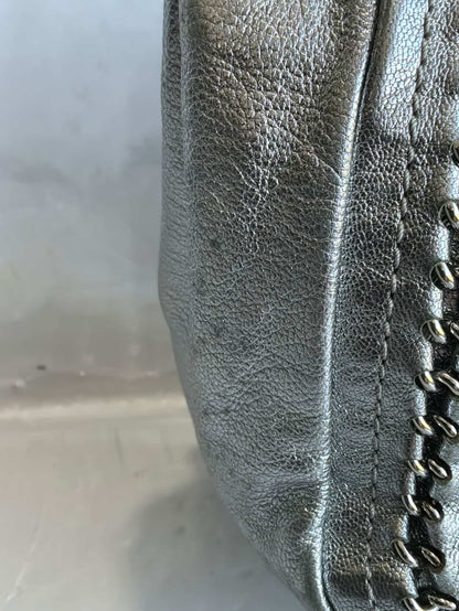 Chanel Metallic Silver Accordion Flap Shoulder Bag