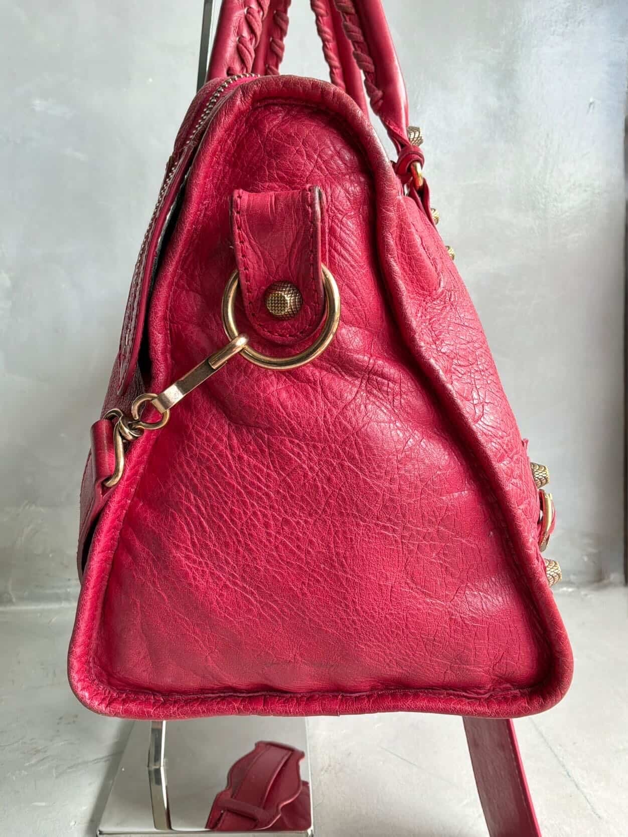 Balenciaga City ‘Part Time’ Red Lambskin Shoulder Bag
