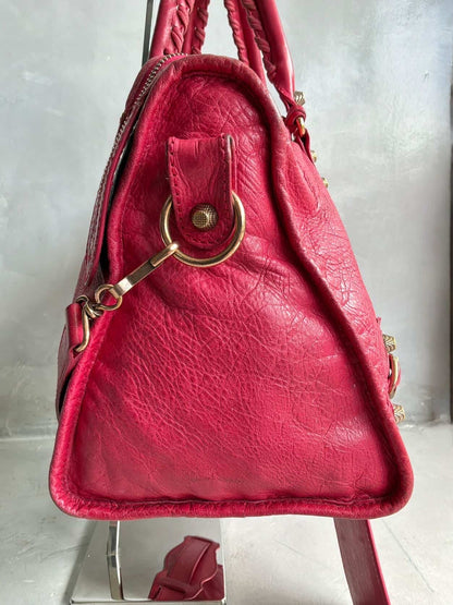 Balenciaga City ‘Part Time’ Red Lambskin Shoulder Bag