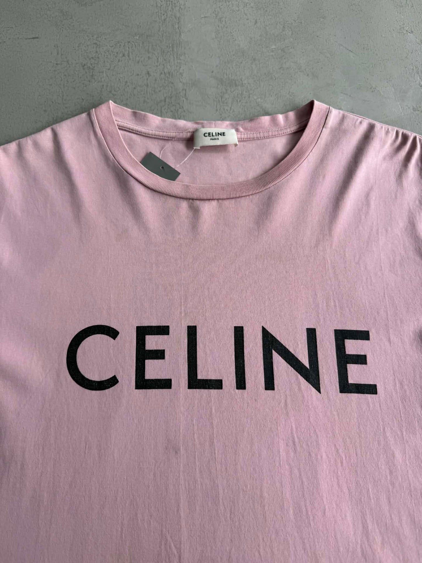 Celine Pink Scrip Logo Shirt