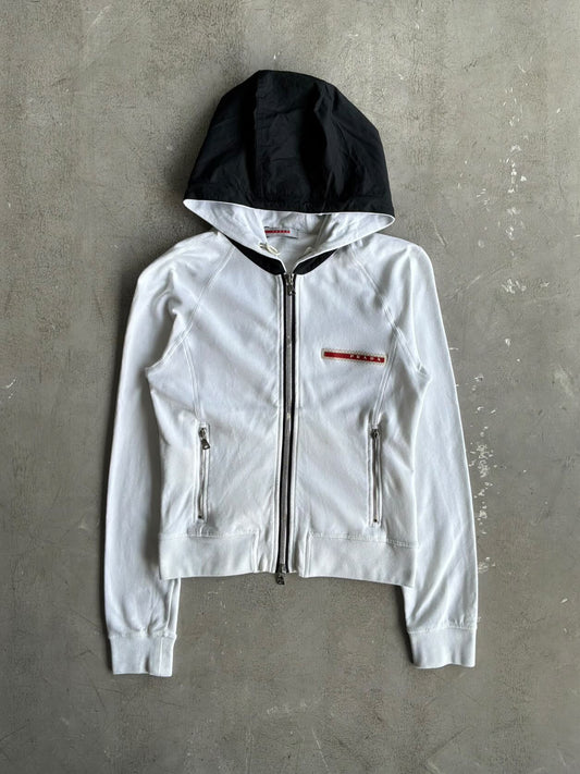 Womens Prada Red Tab Zip Hoodie