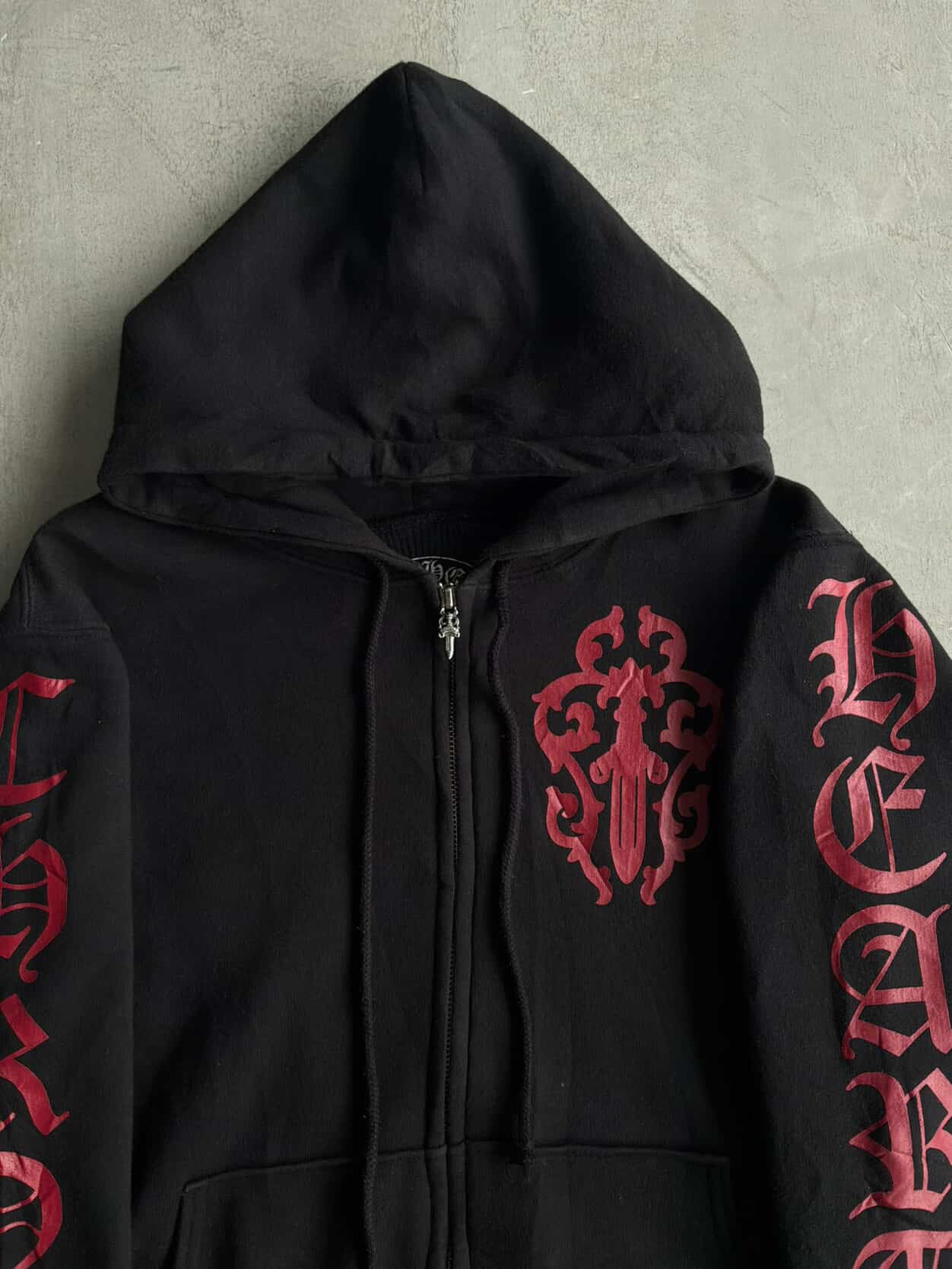 Chrome Hearts Vintage Red Cemetery Thermal Zip Hoodie