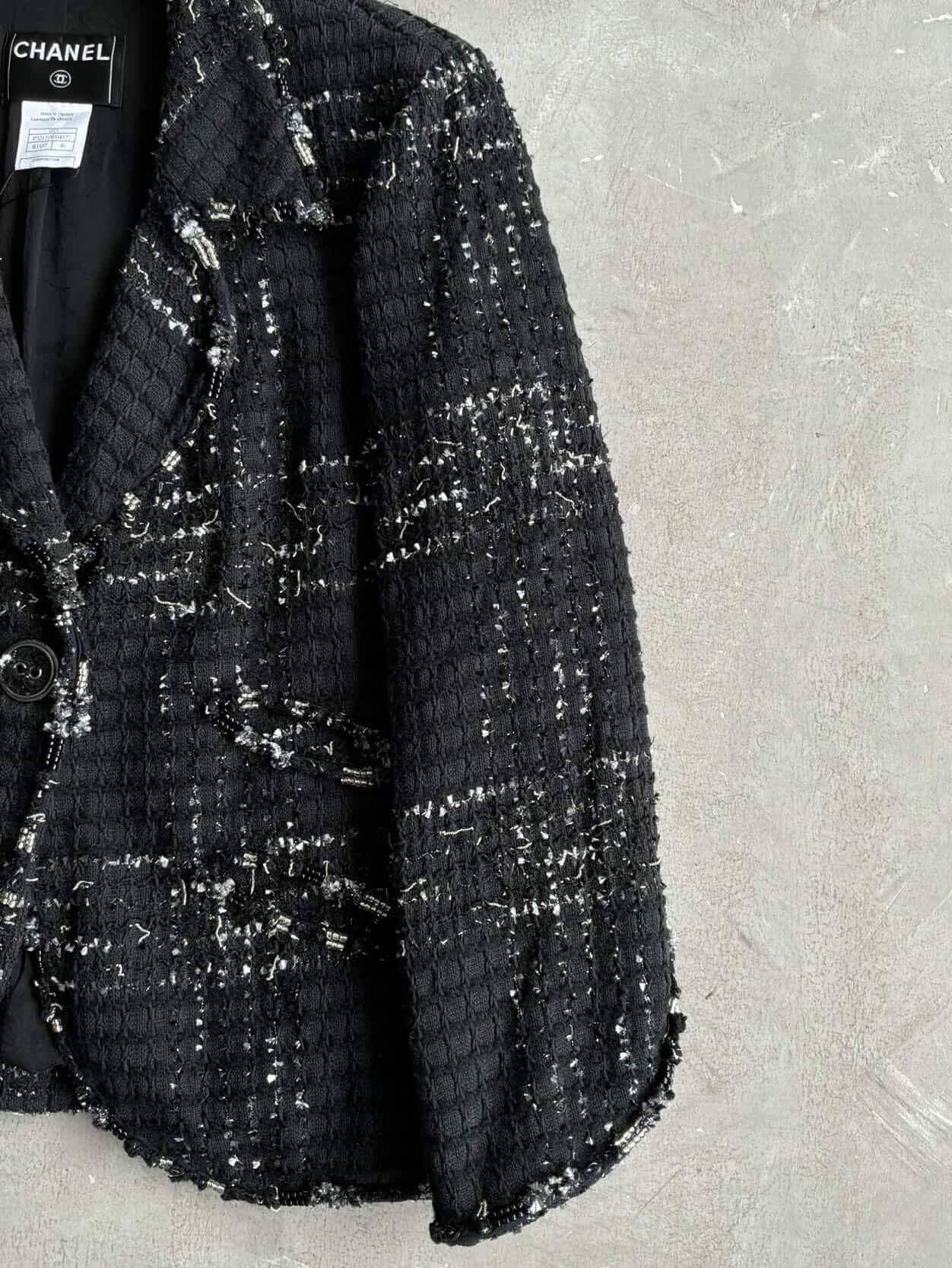 2008 Chanel Black Tweed Blazer