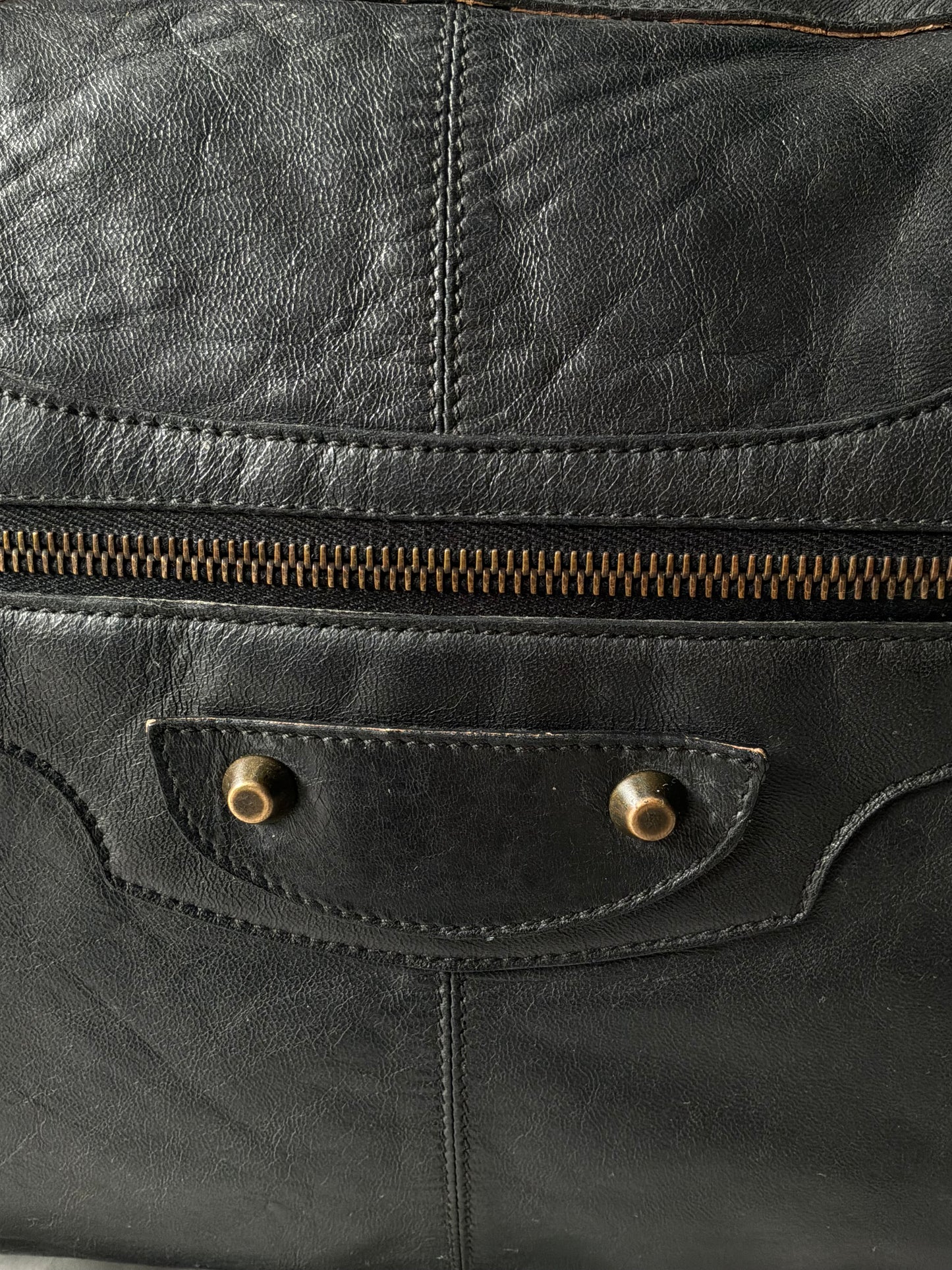 Balenciaga Work Black on Brass Lambskin Bag