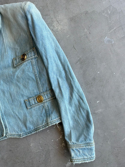 Balmain Womens Crop Denim Jacket