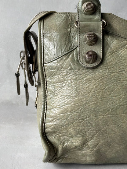 Balenciaga Classic City Pistachio on Silver Giant 21 Lambskin Bag