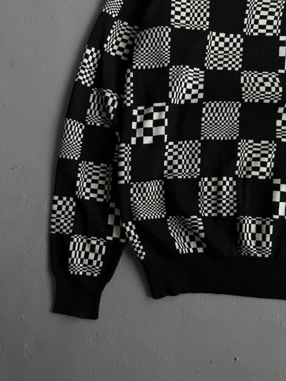 Louis Vuitton White & Black Damier Crewneck