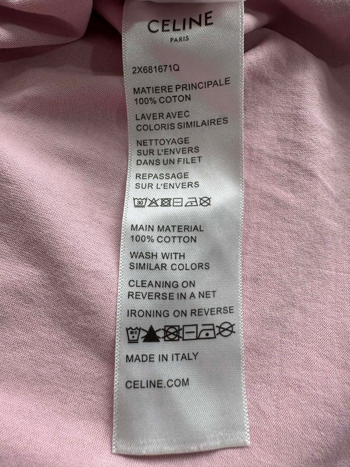 Celine Pink Scrip Logo Shirt