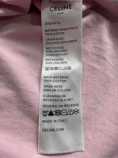 Celine Pink Scrip Logo Shirt