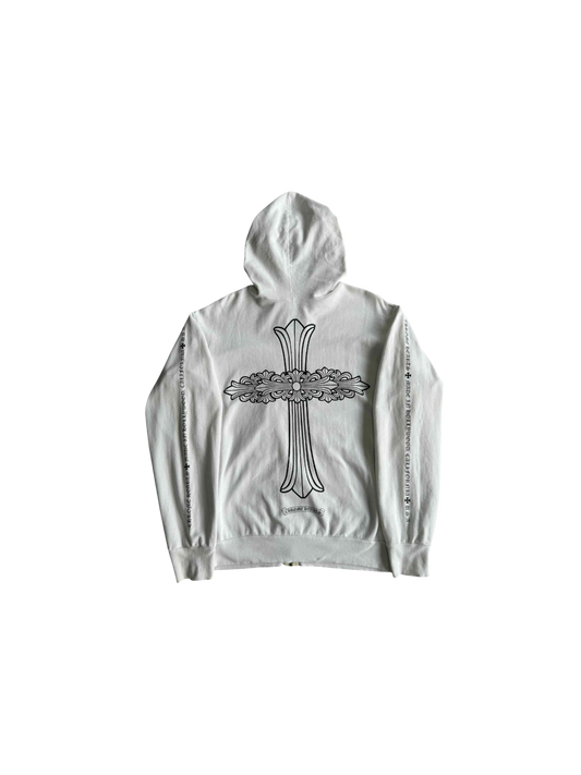 Chrome Hearts White Cross Zip Hoodie