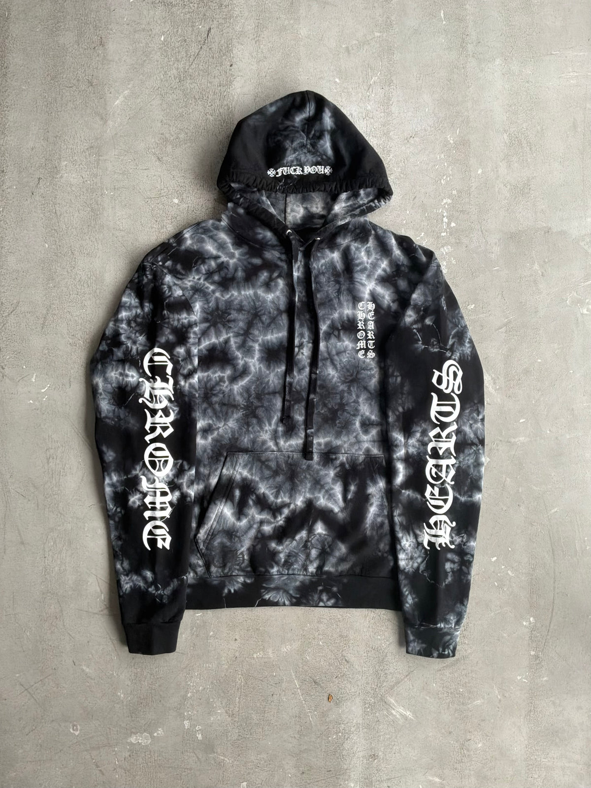 Chrome Hearts Horseshoe Script Tie Dye Pull Over Hoodie