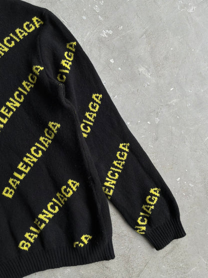Balenciaga All Over Print Knit Crewneck